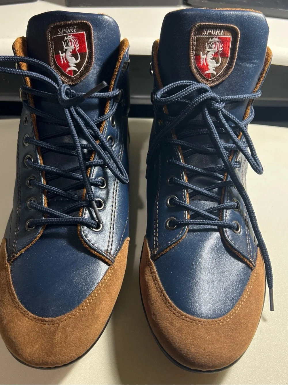 Men’s Ling & Di Blue & Brown Mid Top Sneakers Sz EU 45/US 11.5